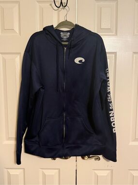 Costa Navy Full-Zip Hoodie with White Logo